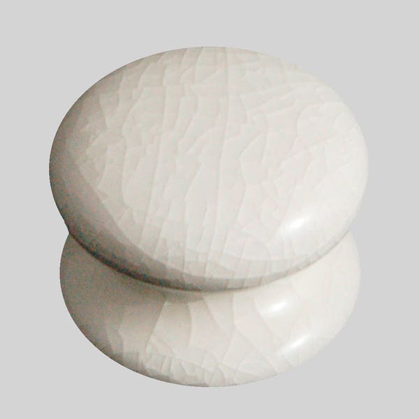 Ceramic Cupboard Drawer Knob White Crackle Glaze (Each) Various Sizes Available