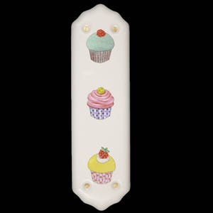 Ceramic Door Finger Plate Cupcake Design (Each)