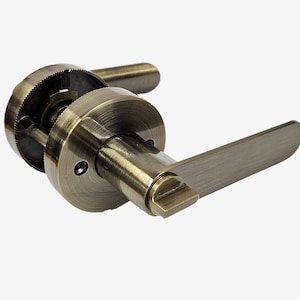Lever Handle Door Lock Set Bathroom Entrance Passage With Key - Antique Brass