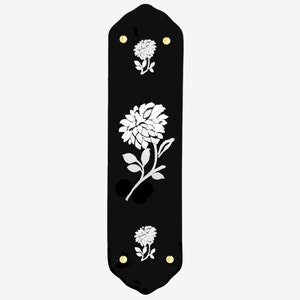 Ceramic Door Finger Plate Black White Dahlia Design (Each)