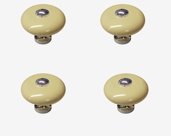 Pack Of 10 Cream Porcelain Ceramic Donut Knob Polished Chrome Fittings