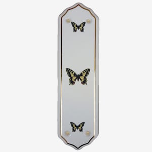 Ceramic Door Finger Plate Yellow Butterfly Design (Each)