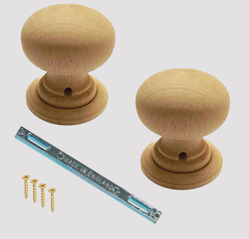 Pair of Sanded Wooden Door Knobs paint Yourself Vintage Door Etsy UK