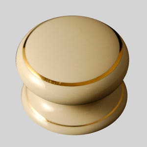 Ceramic Cupboard Drawer Knob Cream Single Gold Ring (Each) Various Sizes Available