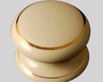 Ceramic Cupboard Drawer Knob Cream Single Gold Ring (Each) Various Sizes Available