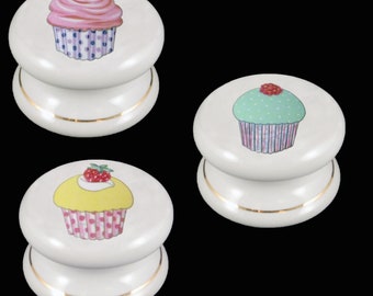 Keramik Schrank Schublade Knauf Cupcake Design (jeweils) verschiedene Größen erhältlich