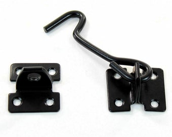 Acero sólido NEGRO Pesado Gancho de cabina y puerta de la puerta del cobertizo de ojos - 4 "o 6"