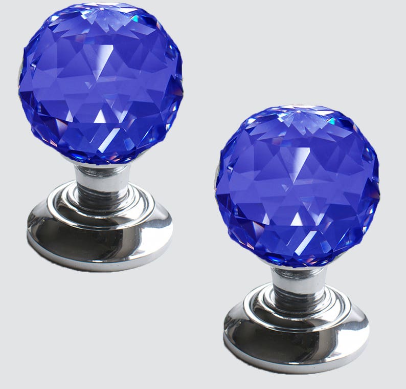 Crystal Cut Glass Door Knob Set Polished Chrome Base pair Etsy