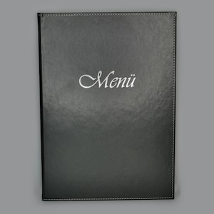 Set van 5 • Faux Leather Menu Menu Menu in A4 • Zwart • Metallic Print