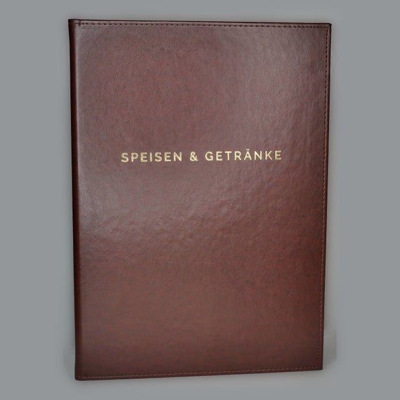 A4 MENU COVER/FOLDER IN LIGHT BROWN LEATHER LOOK PVC 