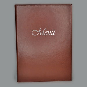 Set van 5 • Faux Leather Menu Menu Menu in A4 • Bruin • Metallic Print
