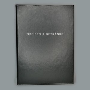 Set van 5 • Faux Leather "Food & Drinks" Menu in A4 • Zwart • Metallic Print