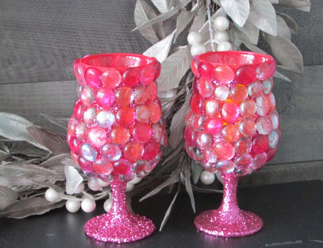 Valentine's Day Candle Holders. Red/pink Candle Holders. Etsy