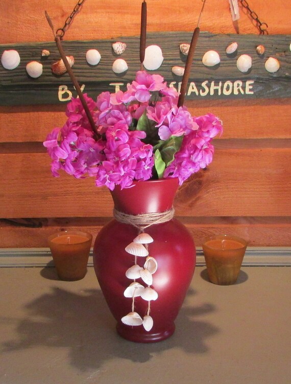 Flower Vase Wine Colored Vase Seashell Decor House Warming Etsy