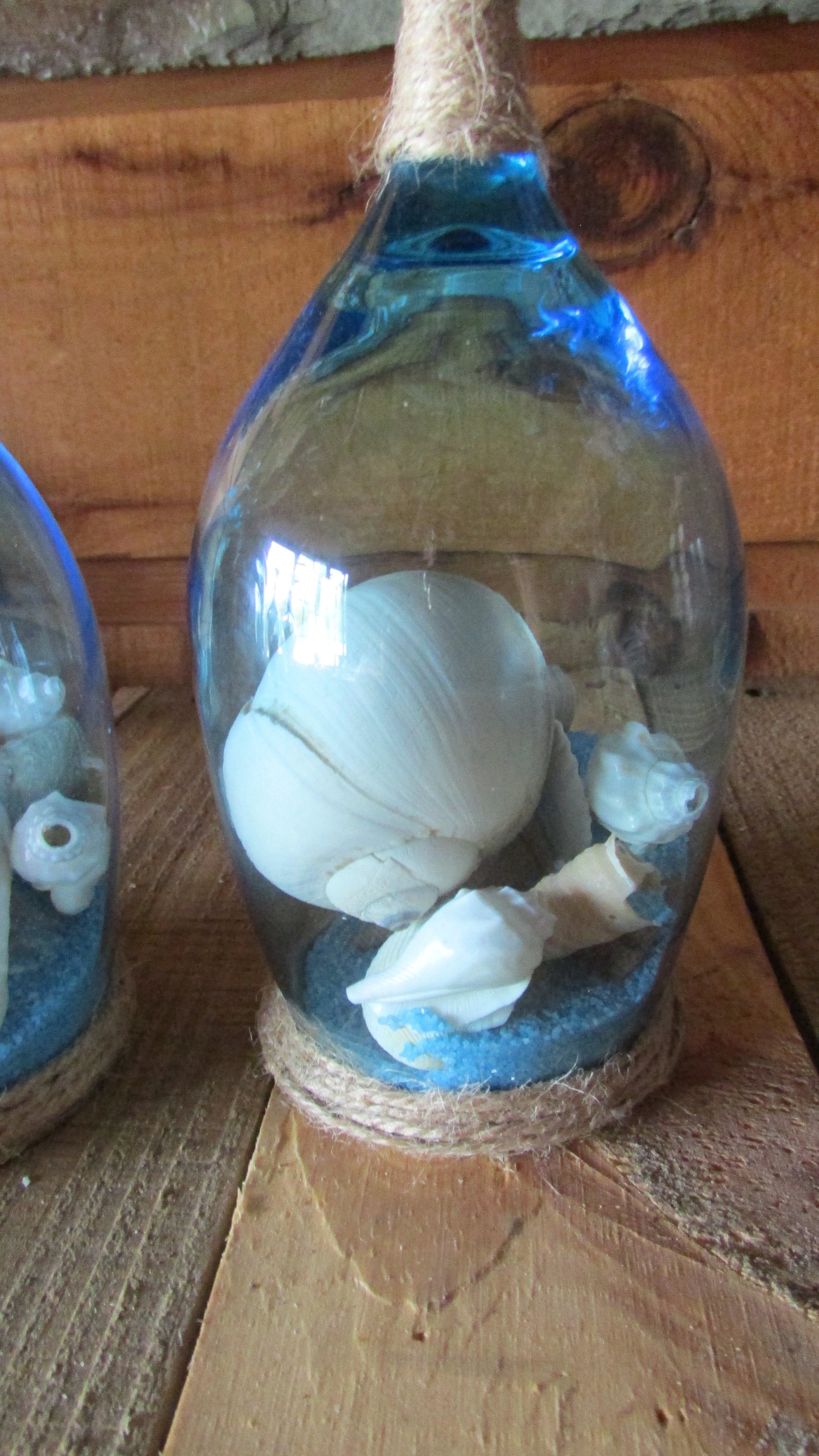 Blue Wine Glass Candle Holders. Seashell Candle Holders. Beach Etsy