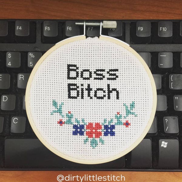 Funny Cross Stitch Pattern - PDF Download - "Boss Bitch" - Great for beginners!