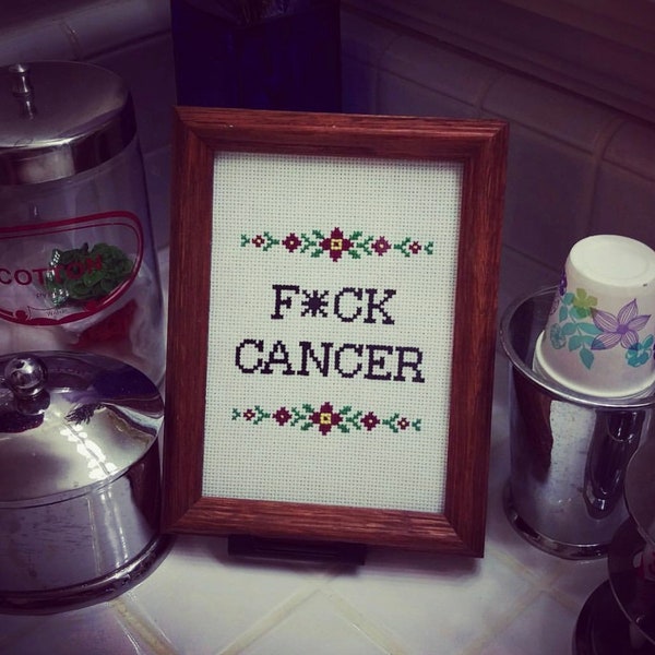 Cross Stitch Pattern - PDF Download - "F*CK CANCER" - Great for beginners!