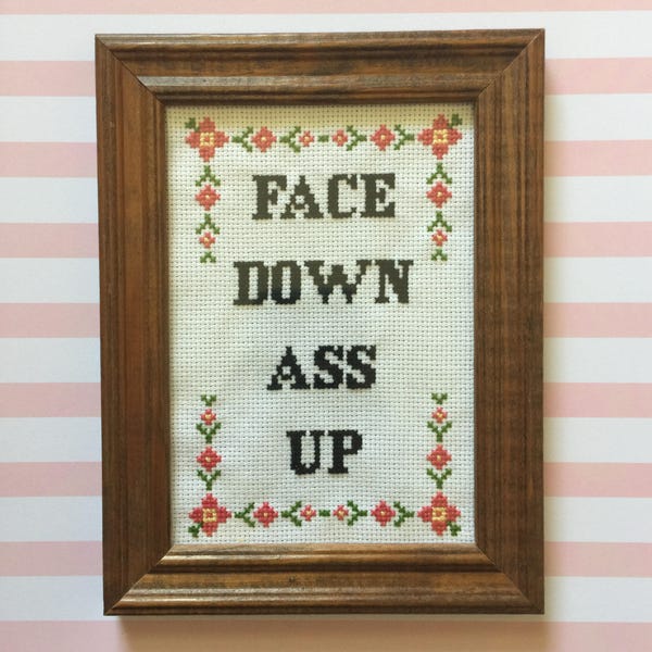 Dirty Cross Stitch Pattern - "Face Down, Ass Up" - PDF Download - Great for beginners!
