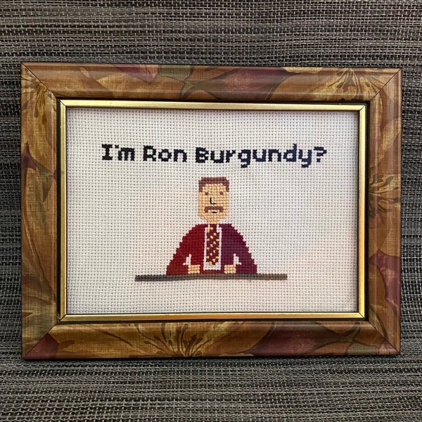 Anchorman Cross Stitch Pattern – “I'm Ron Burgundy?” - PDF Download - Great for beginners!