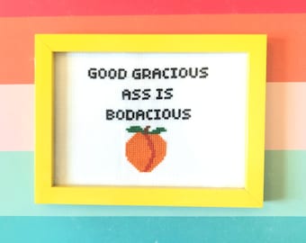 Rap Kreuzstichmuster - &quot;Good Gracious Ass is Bodacious!&quot; - PDF Download - Ideal für Anfänger!