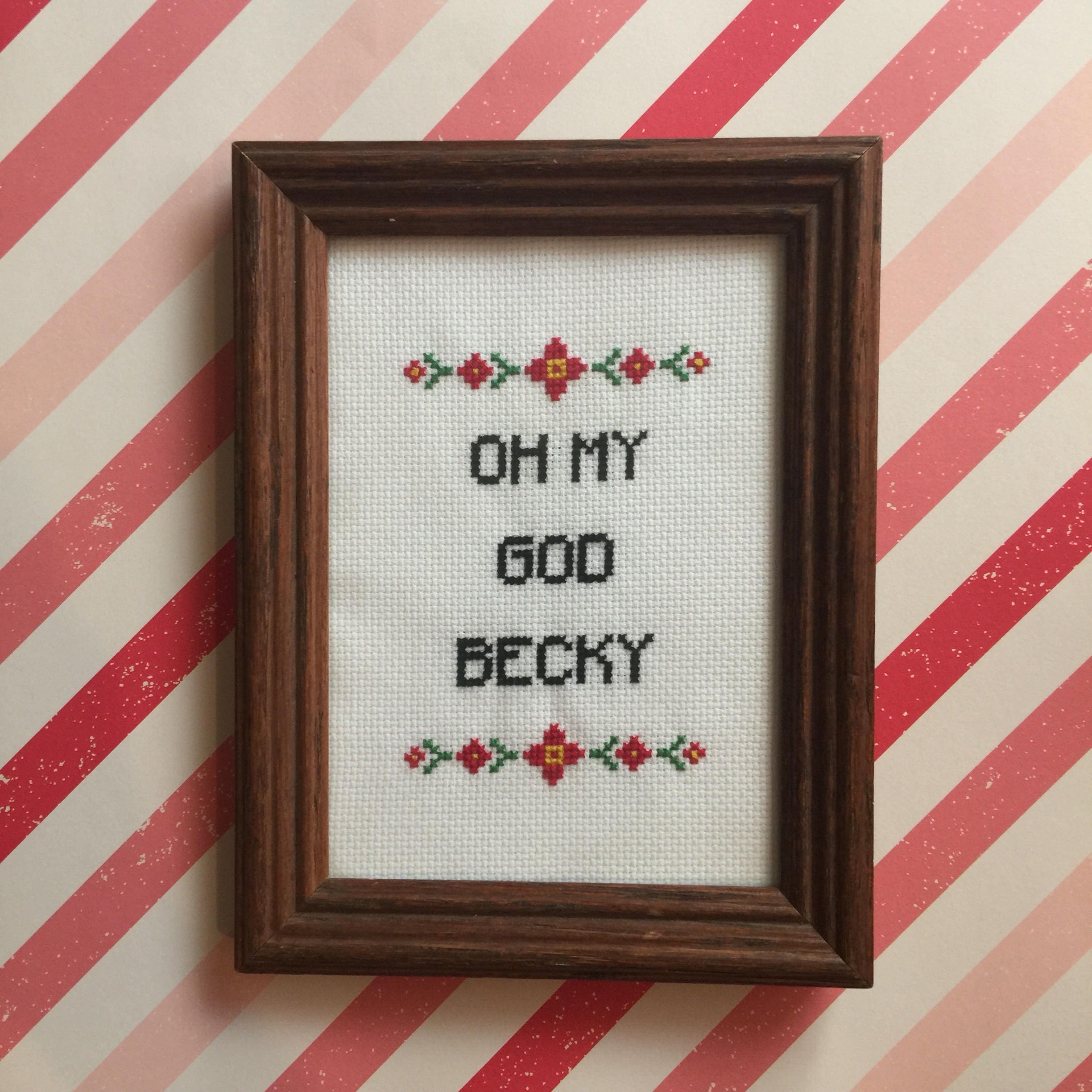 Cross Stitch Kit, Funny Cross Stitch Kits, Oh My God Becky 