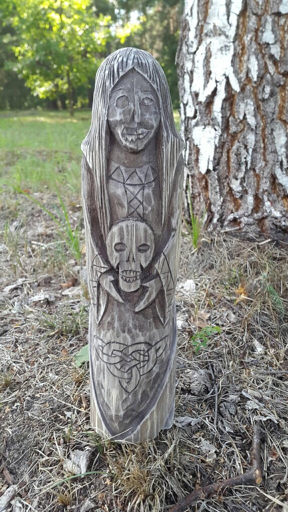 Handcrafted Wooden Statue of Hel in Light or Dark Stain Etsy