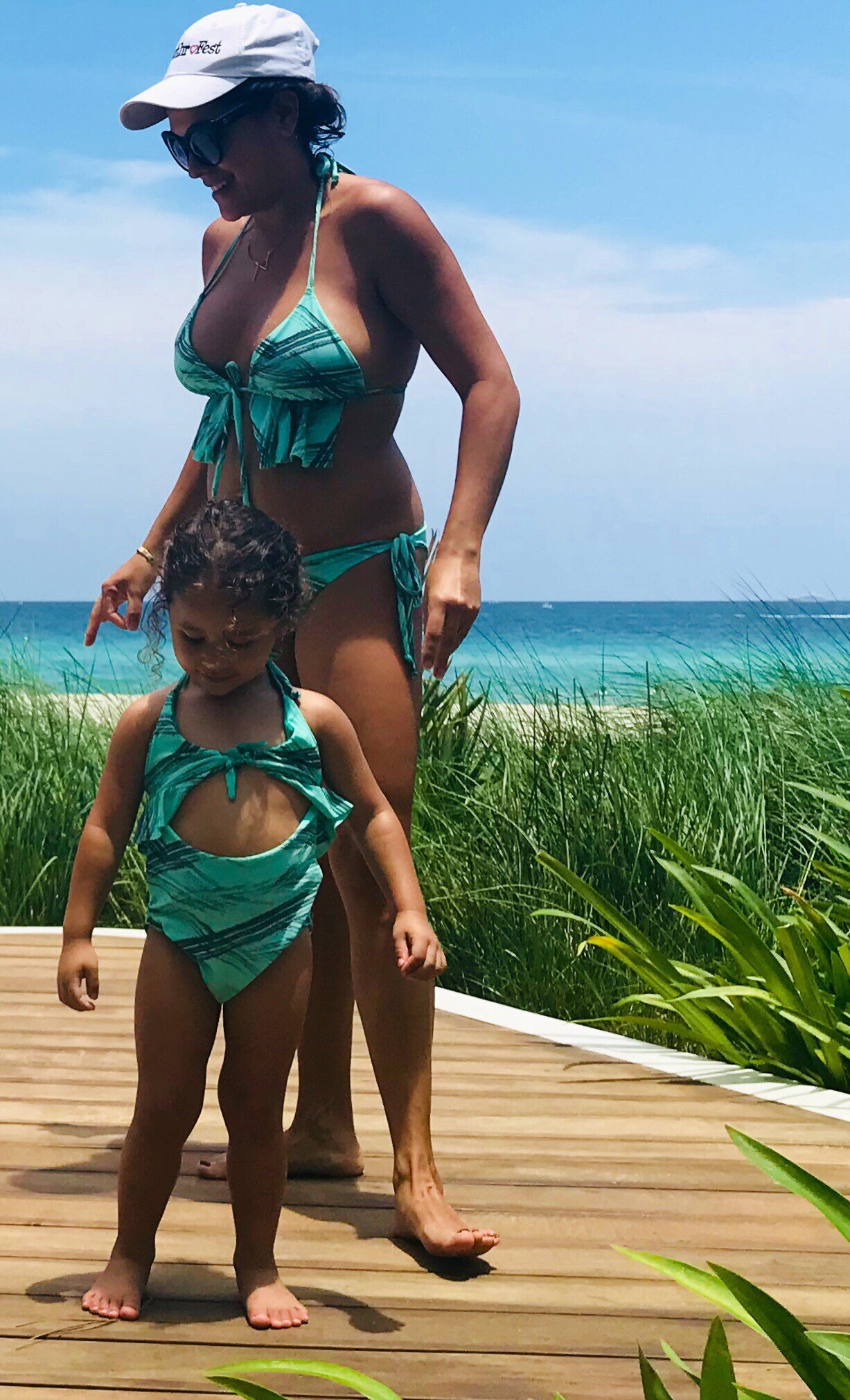 Mommy and Me set of 2 Bikini for MOM and one piece Turquoise Etsy