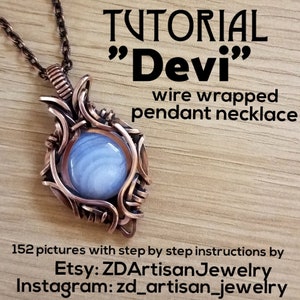 TUTORIAL-Devi-Instant download pdf wire wrapped pendant-jewelry pattern by ZDArtisanJewelry-wire wrap cabochon-DIY jewelry