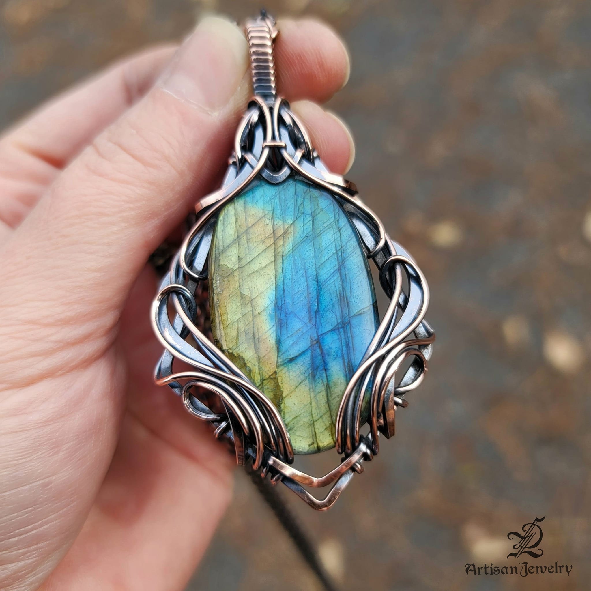 Aeverie: Unique Handmade Statement Healing Talisman Pendant Necklace With  Genuine Large Labradorite Crystal in Antiqued Copper Wire Wrap - Etsy