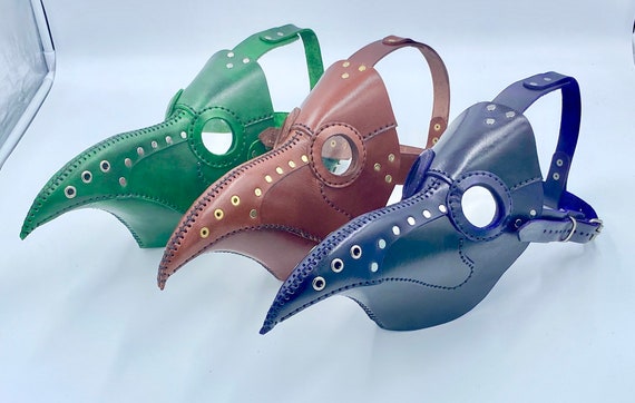 Medieval Alchemist Cosplay Masquerade Steampunk Plague Doctor mahogany with acrylic lenses mask Genuine 100/% Leather Hallowe/'en LARP