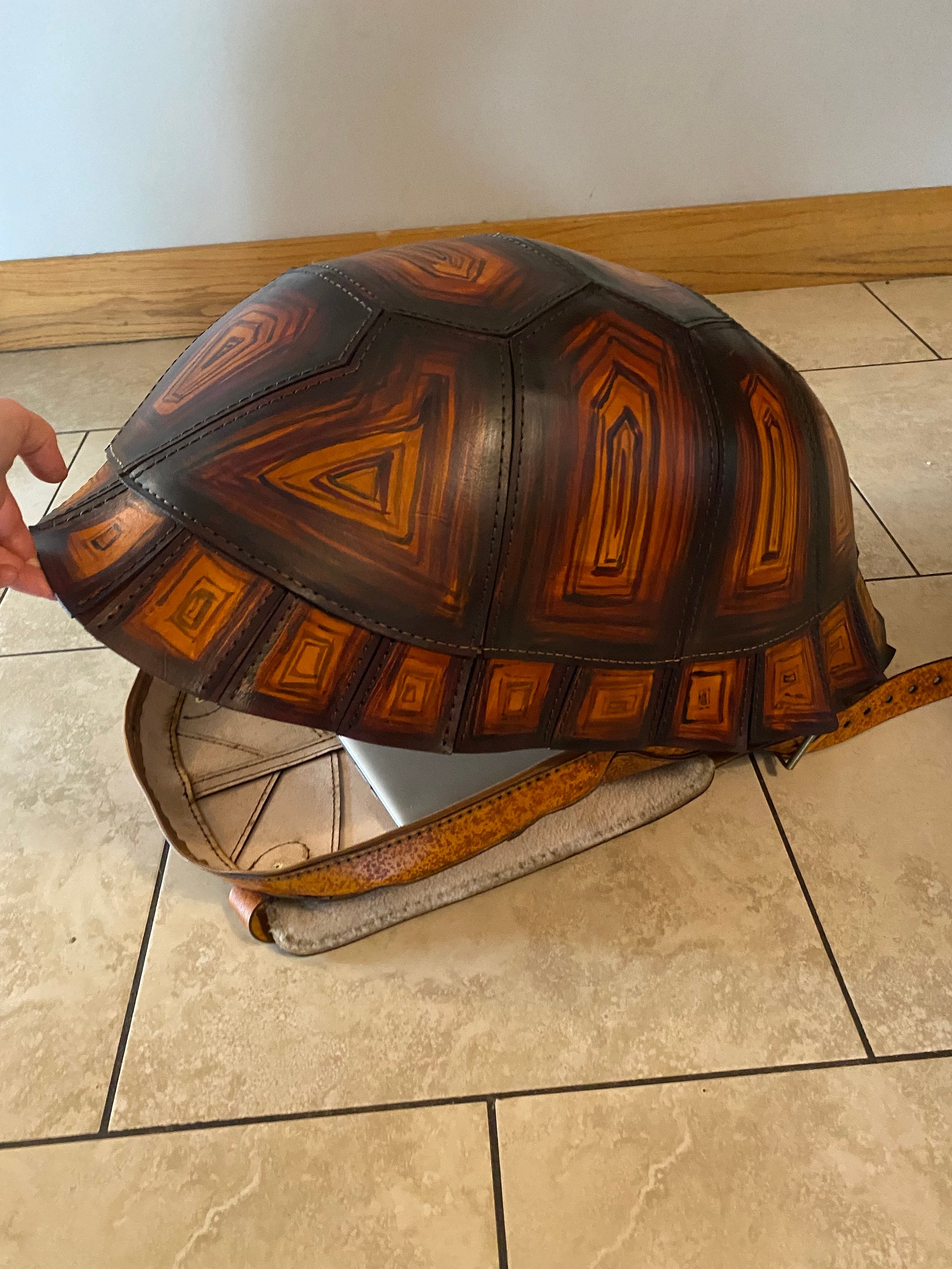 XL Extra Large Leather Turtle Tortoise Backpack Bag Purse 