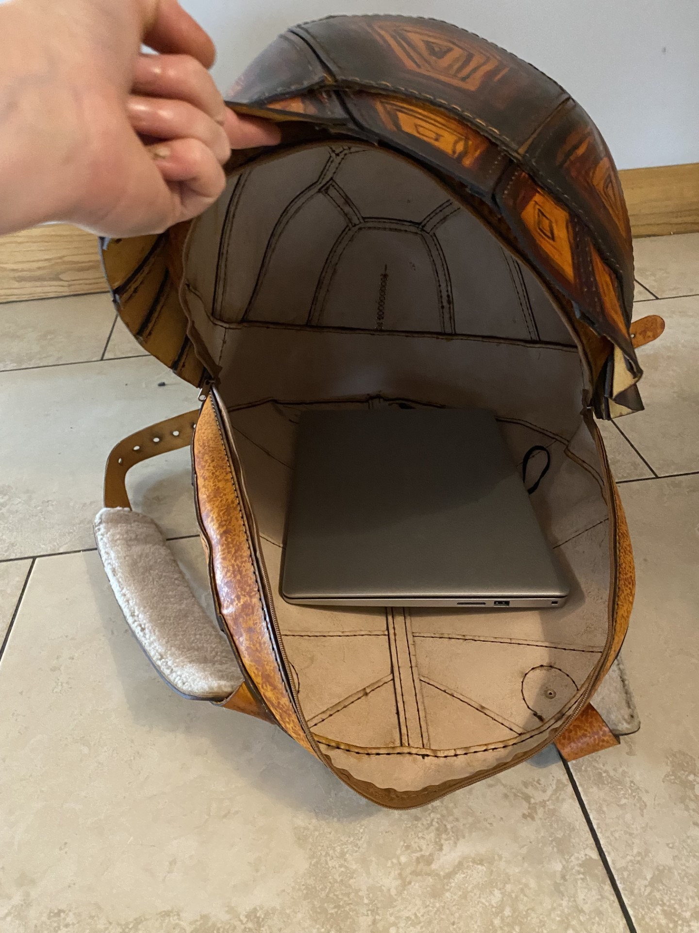 XL Extra Large Leather Turtle Tortoise Backpack Bag Purse 