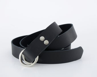 Adjustable Belt // Leather Belt // Handmade Belt // O-Ring Belt // Studded Belt