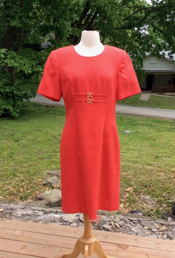 1990s Orange Work Dress