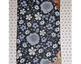 Grey floral fabric notebook