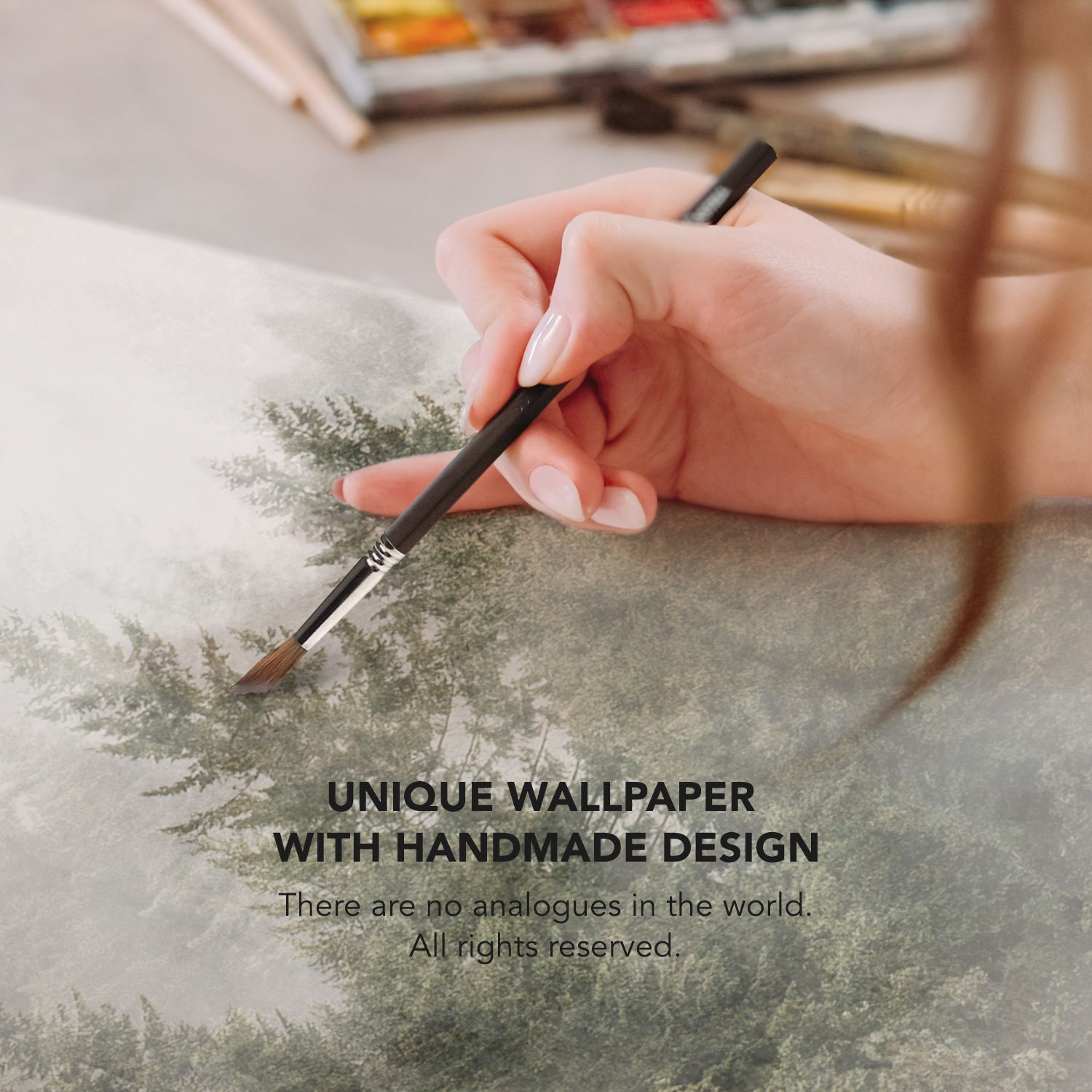 Misty Forest Wallpaper With Pine Trees for Home Decor - Nature Wall Art ...