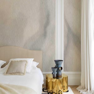 Beige Abstract Silk Texture Wallpaper Roll, Neutral Minimal Interior Decor, 1-101-2 immagine 3