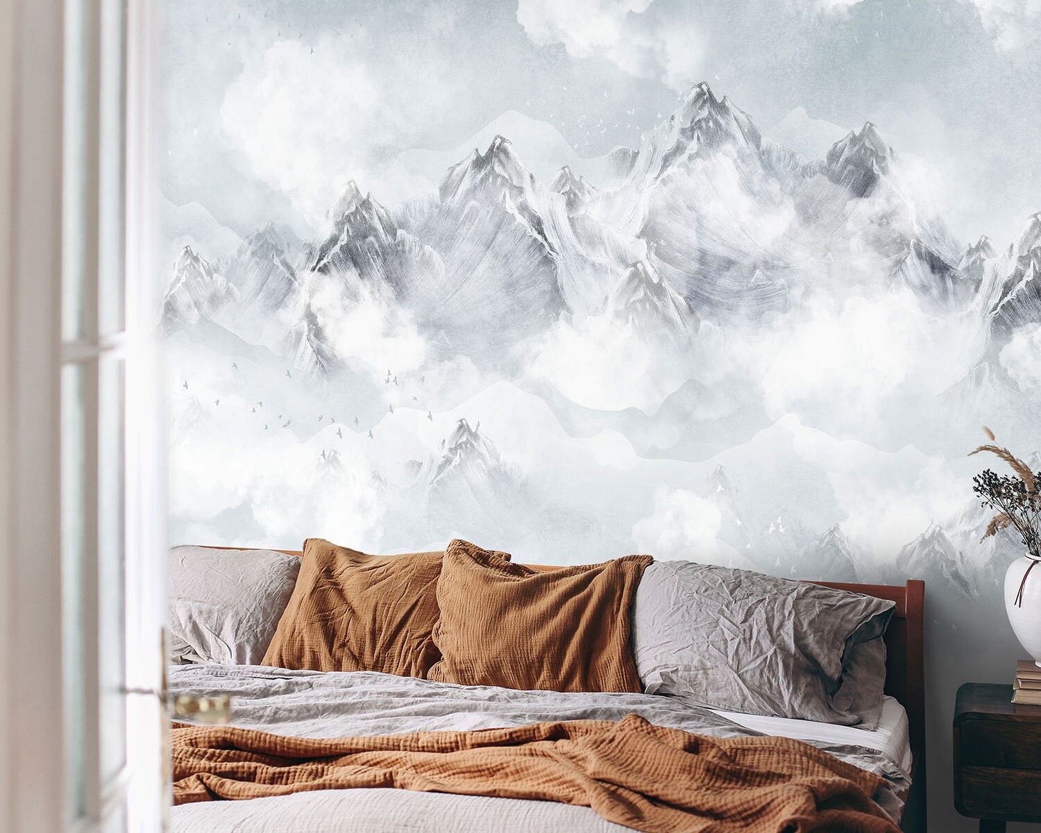 Watercolor Abstract Mountain Wallpaper Mountain Removable Etsy