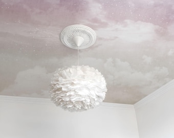 Sky Ceiling Wallpaper, Cloud Ceiling Mural, Whimsical Nursery Ceiling, Peel and Stick Kids Wallpaper, Removable Neutral Wallpaper