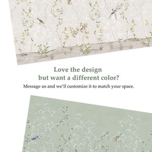 Mural de pared chinoiserie azul, papel tapiz de aves botánicas, elegante diseño floral para dormitorio o sala de estar, autoadhesivo o tradicional. imagen 11