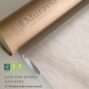 Beige Abstract Silk Texture Wallpaper Roll, Neutral Minimal Interior Decor, 1-101-2 immagine 13