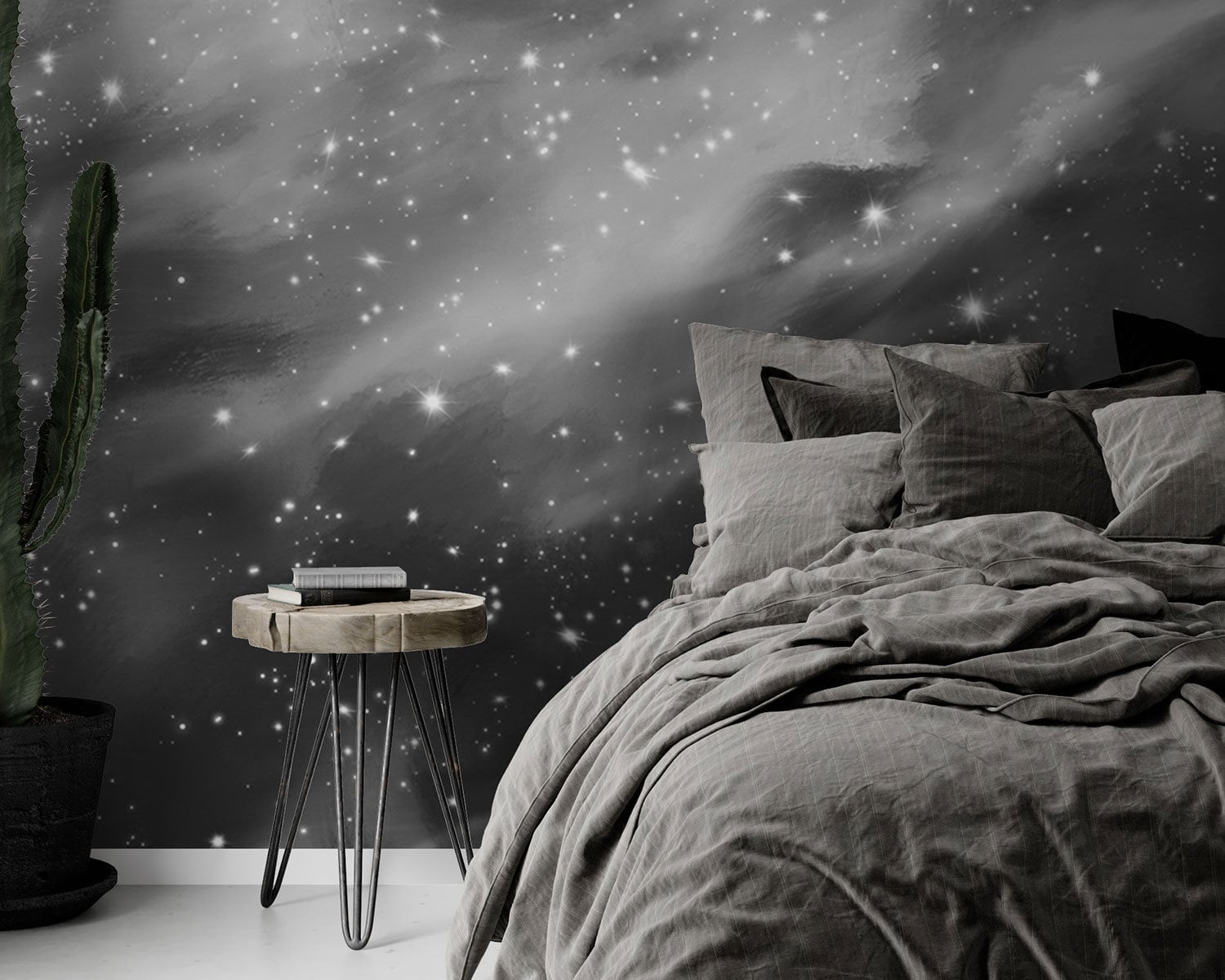 Night sky dark wallpaper, star wallpaper, constellation wallpaper, kids space wallpaper, galaxy wallpaper,  modern mural, black wall mural