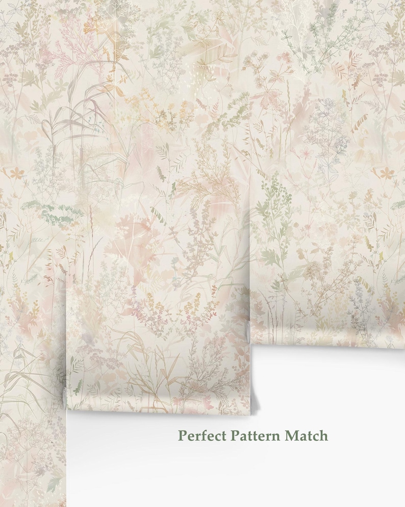 Peel and Stick Floral Wallpaper, Botanical Bedroom Wallpaper, Neutral ...