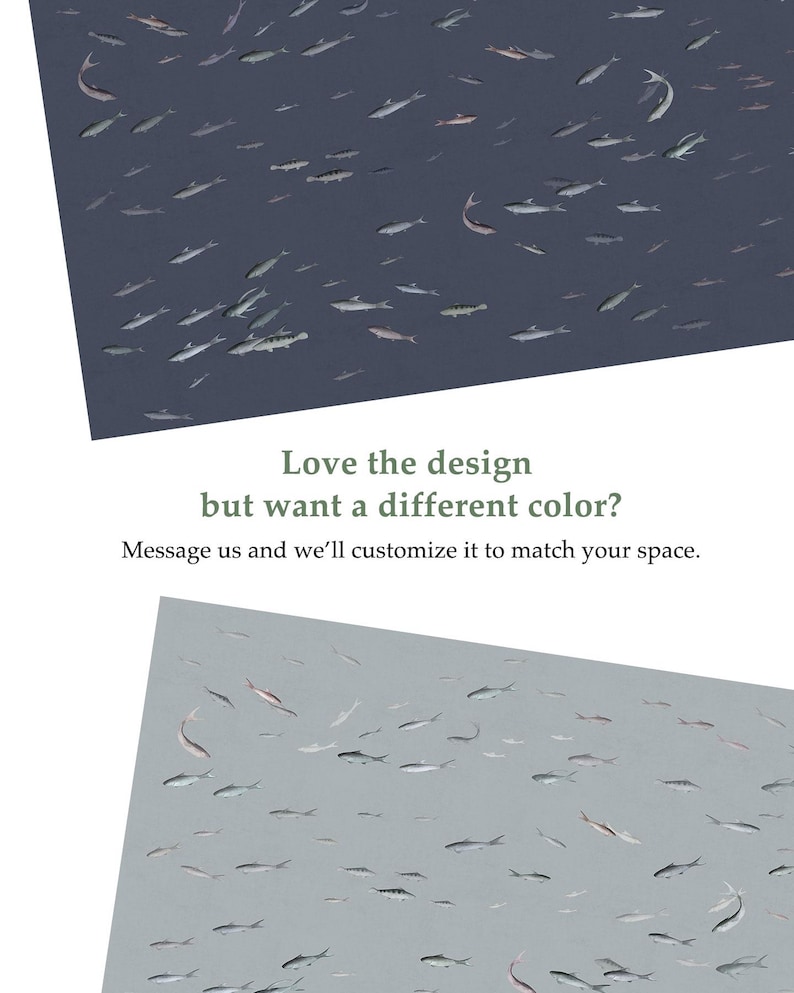 Fish Wallpaper Mural, Neutral Sardines Wall Design, Minimalist Pond Panels, Ready to Install, Peel and Stick or Traditional image 12