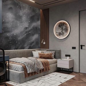 Night sky dark wallpaper, star wallpaper, constellation wallpaper, kids space wallpaper, galaxy wallpaper,  modern mural, black wall mural