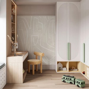 Carta da parati autoadesiva con linee beige e bianche, decalcomania da parete neutra astratta staccabile e attaccabile, carta da parati rimovibile dal design minimalista