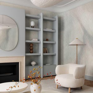 Beige Abstract Silk Texture Wallpaper Roll, Neutral Minimal Interior Decor, 1-101-2 immagine 5
