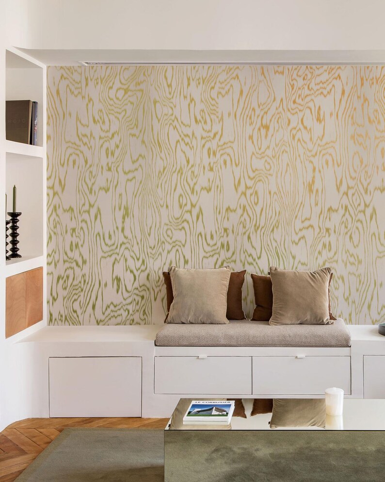 Luxury Textured Wallpaper | Golden Wood Grain Wall Mural | Elegant ...