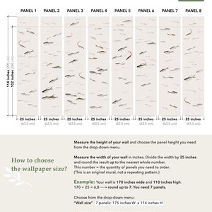 Fish Wallpaper Mural, Neutral Sardines Wall Design, Minimalist Pond Panels, Ready to Install, Peel and Stick or Traditional image 5