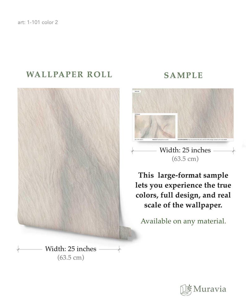 Beige Abstract Silk Texture Wallpaper Roll, Neutral Minimal Interior Decor, 1-101-2 Sample